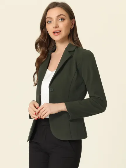 Allegra K- Lapel Collar Stretchy Jacket Suit Blazer