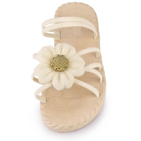 Allegra K - Espadrille Sunflower Beach Flat Slides Sandals