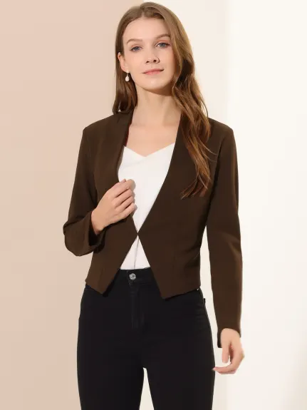 Allegra K- Suit Collarless Cropped Blazer Jacket