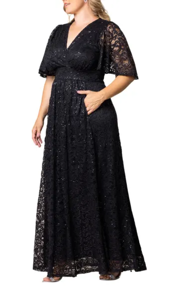 Kiyonna Luminous Sequin Lace Long Gown (Plus Size)