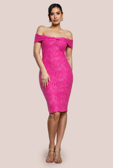 Goddiva - Front Knot Twist Midi Dress