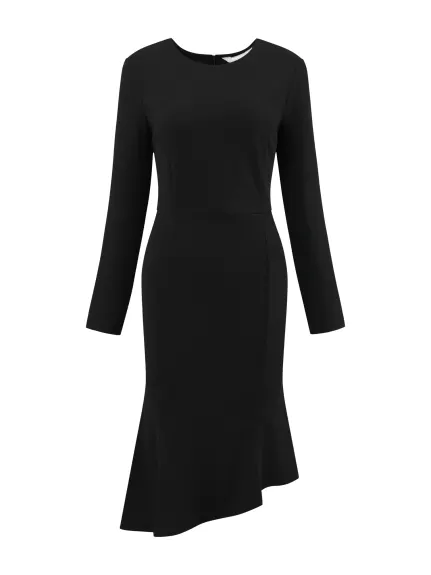 INSPIRE CHIC - Fishtails Belted Long Sleeve Formal Dress