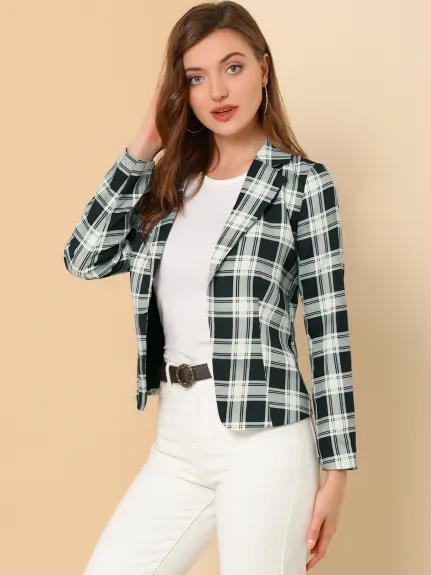 Allegra K- Open Front Notch Lapel Printed Blazer Jacket