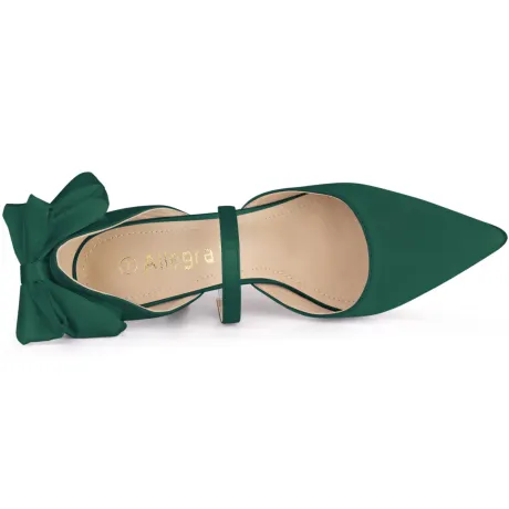 Allegra K - Pointed Toe Bow Decor Stiletto Heel Pump