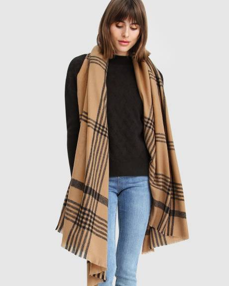 Panorama Check Scarf - Camel