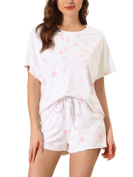 cheibear - Tie Dye Short Sleeves with Shorts Sleepwear Set