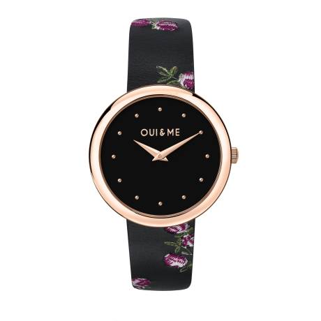 OUI & ME-Chérie 34mm 2 Hand Silver Flower Dial Watch With Stainless Steel And Rose Gold Bracelet