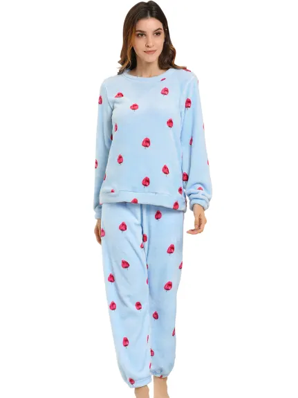 Allegra K- Flannel Pajama Set Long Sleeve Loungewear