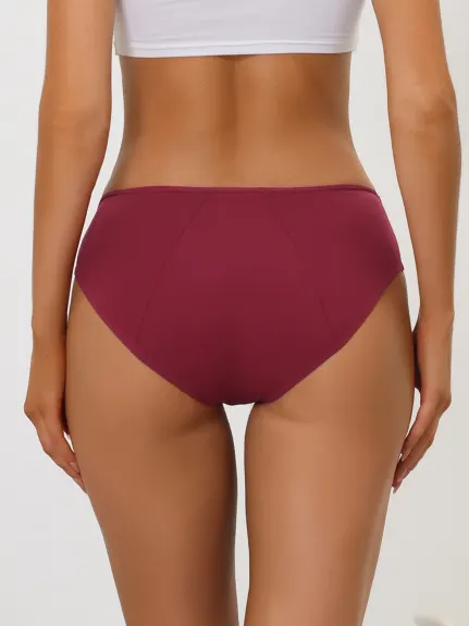 Allegra K- Mid-Rise Hipster Period Underwear Pack, Burgundy