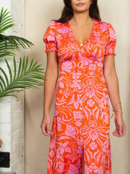 Paula Robe Moulante Imprimé Floral Orange