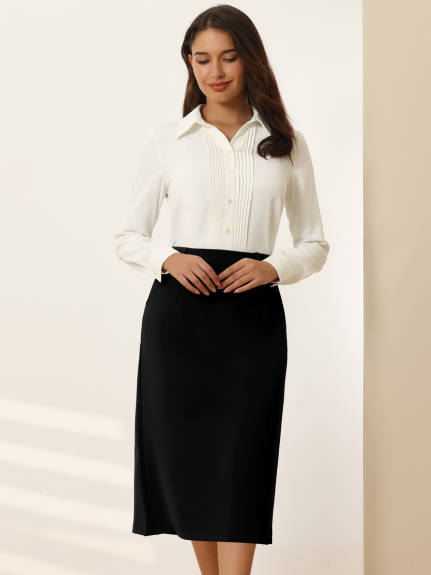 Hobemty- High Waist Split Back Midi Pencil Skirt