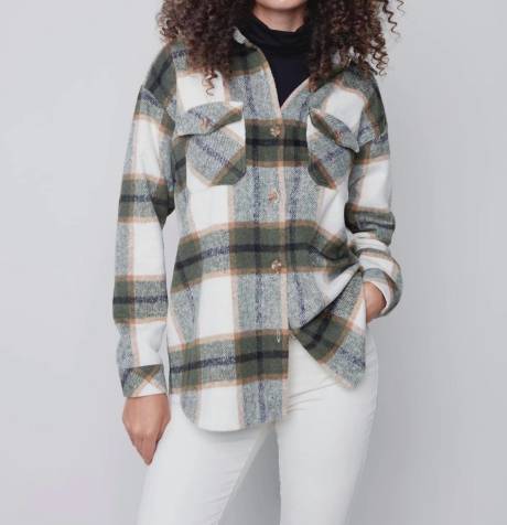 CHARLIE B - Plaid Flannel Shirt Jacket