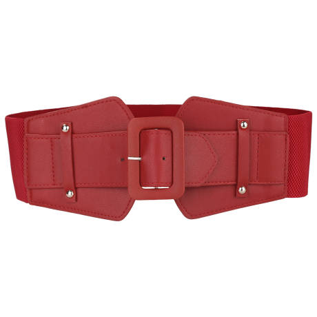 Allegra K- Wide Elastic Waist Belt Chunky Buckle Stretchy Belt