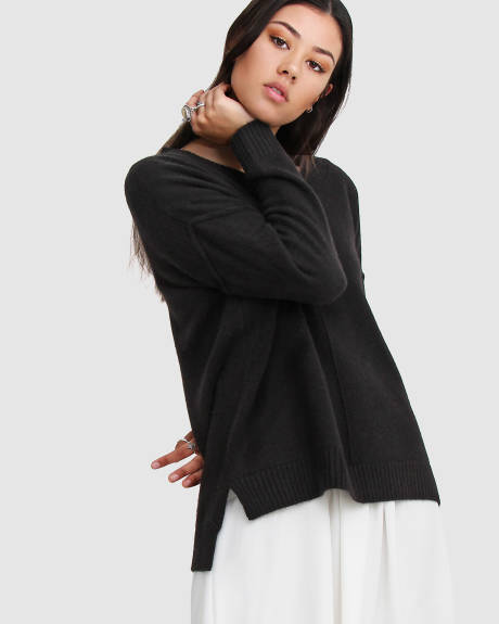 Wonder Of You Cashmere Blend Oversized Jumper - Black