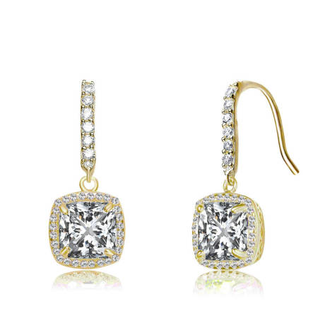 Rachel Glauber Asscher Cut Square Cubic Zirconia Drop Earring