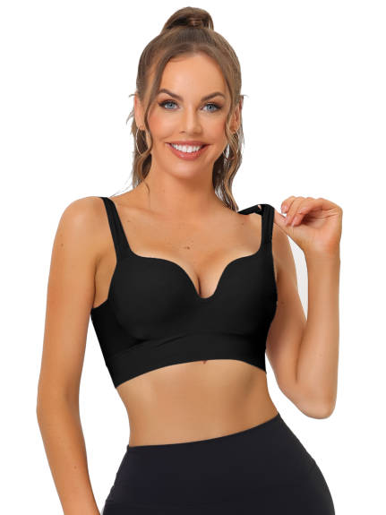 Allegra K- Wireless Padded V-Neck Sports Bras