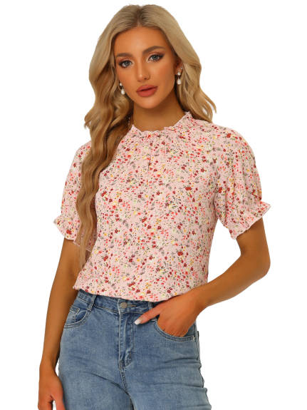 Allegra K- Short Sleeve Floral Blouse 2-Pack