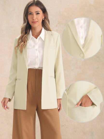 Allegra K- Open Front Long Sleeve Suit Blazer