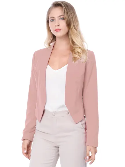 Allegra K- Suit Collarless Cropped Blazer Jacket