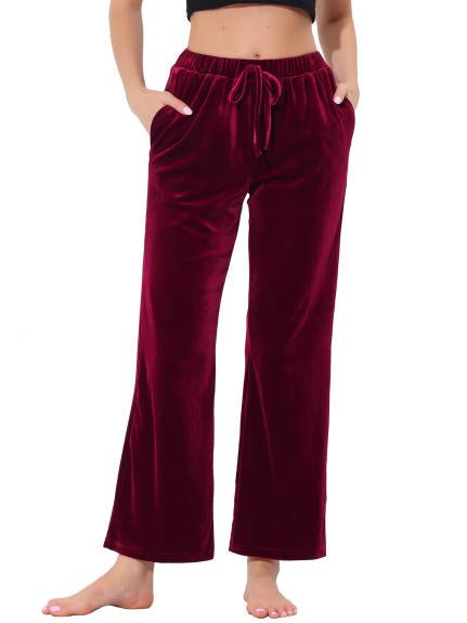 cheibear - Pajama Bottoms Velvet Wide Leg Sleep Trousers