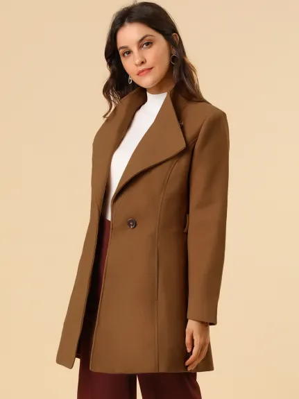 Allegra K- Manteau long classique à col montant et ceinture