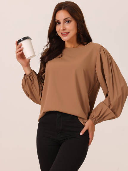 Allegra K - Elegant Pleated Long Sleeve Blouse