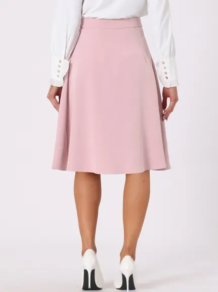 Allegra K- Button Decor High Waist A-Line Skirt