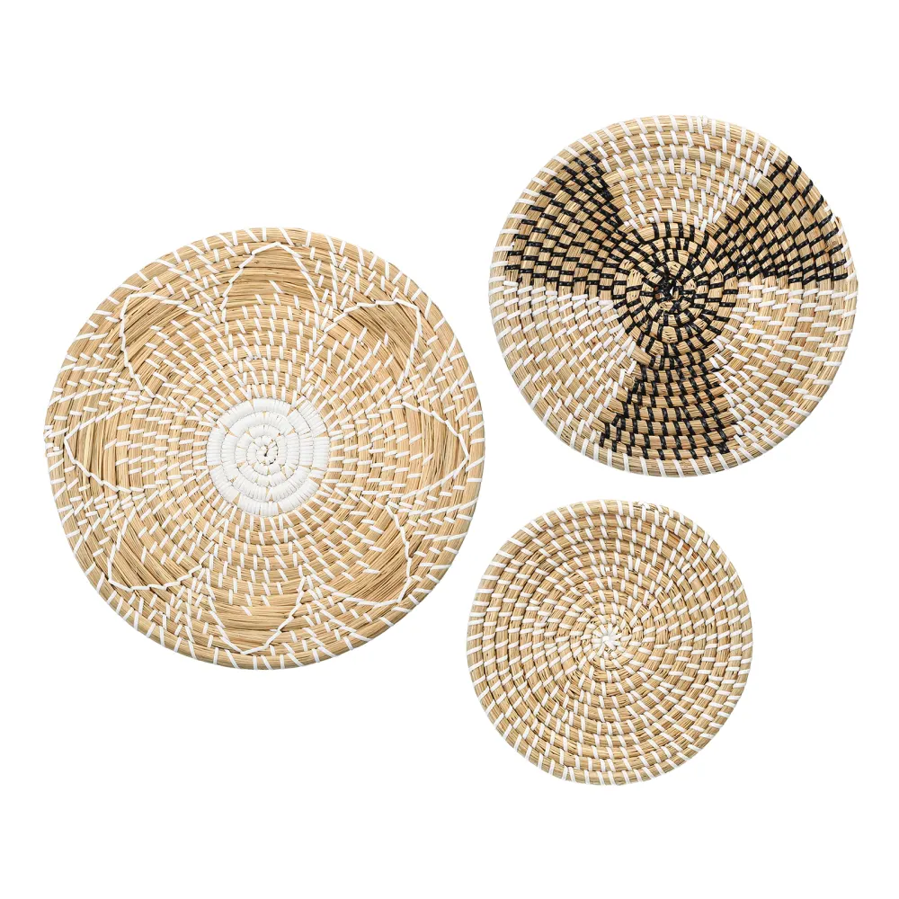 Unique Bargains- Bohemian Straw Wall Basket Decor 3pcs Set