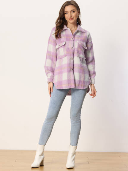 Allegra K- Plaid Shacket Flannel Coats