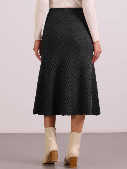 Allegra K - High Waist A-Line Stretchy Knit Skirt