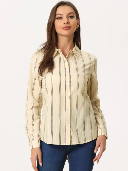 Allegra K- Chemise boutonnée à manches longues et col à revers