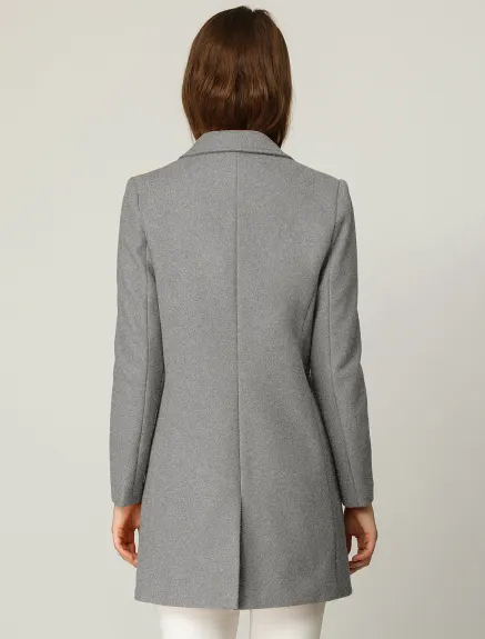 Allegra K- Classic Notched Lapel Long Overcoat