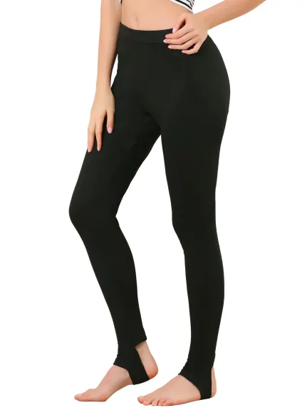 Allegra K - Solid Elastic Yoga Stirrup Leggings Pants