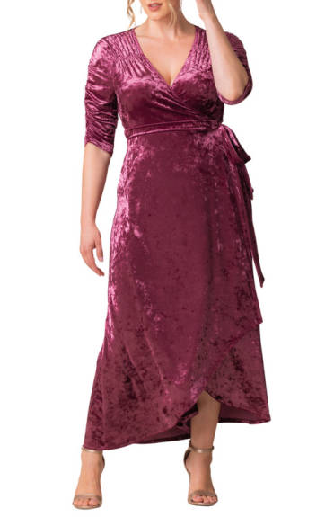 Kiyonna Cara Velvet Wrap Gown (Plus Size)