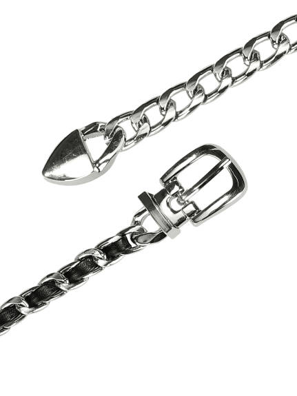 Allegra K- Rhinestone Sparkle Chain Plus Size Waist Belt Silver