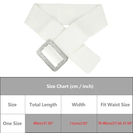 Allegra K- Thick Waist Elastic Rhinestone Buckle Wide Belt