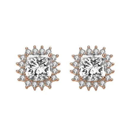 Rachel Glauber Classy 10mm Halo Square Stud Earrings with Colored Cubic Zirconia