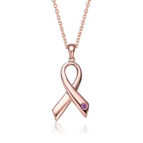 Rachel Glauber 18K Rose Gold Plated Ribbon Pendant Necklace