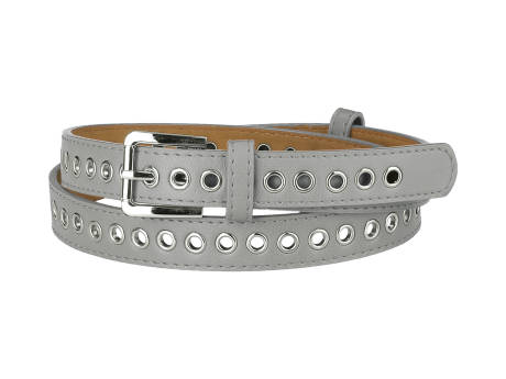 Allegra K- Grommet PU Leather Metal Pin Buckle Belt