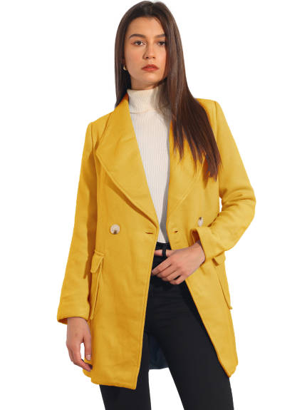 Allegra K- Shawl Collar Lapel Belted Long Trenchcoat