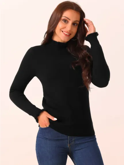 Allegra K - Slim Fit Mock Neck Sweater