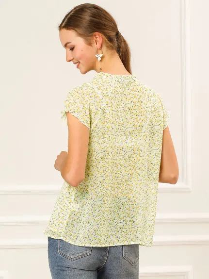 Allegra K- V Neck Summer Floral Chiffon Blouse 2-Pack