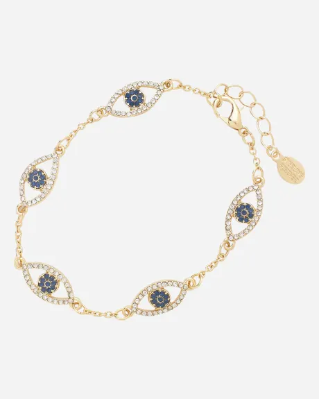 Sterling Forever - Gold Evil Eye Bracelet With Cz