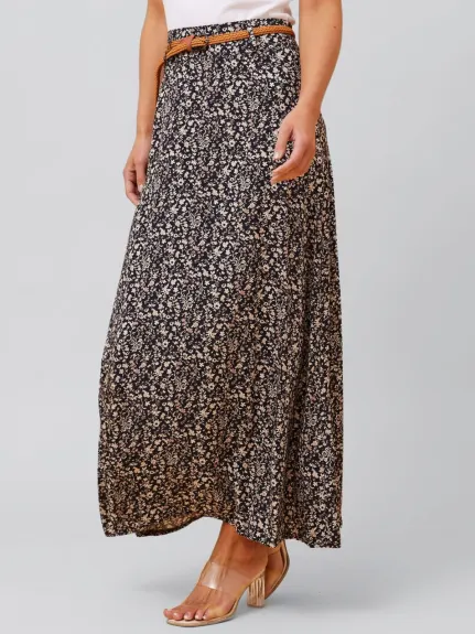 Annick - Cassie Long Skirt Ditsy Print Belt Included