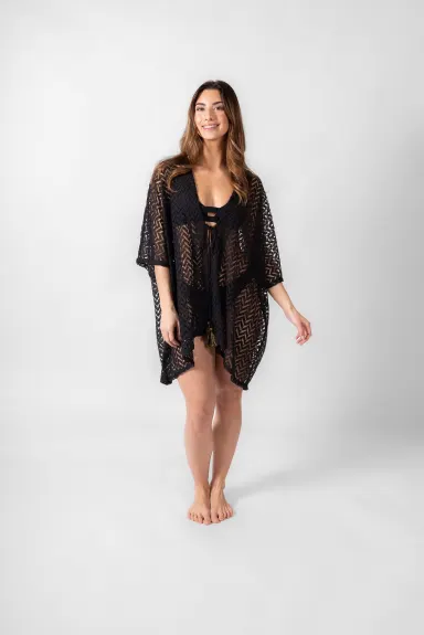 KOY Resort Kimono de plage en crochet Zuma