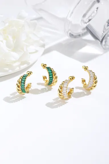 Classicharms-Gold Twisted Hoop Earrings