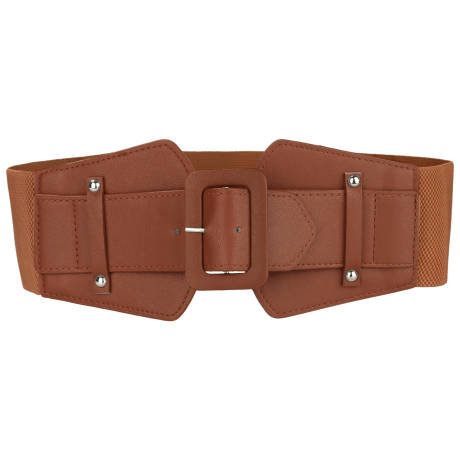 Allegra K- Wide Elastic Waist Belt Chunky Buckle Stretchy Belt