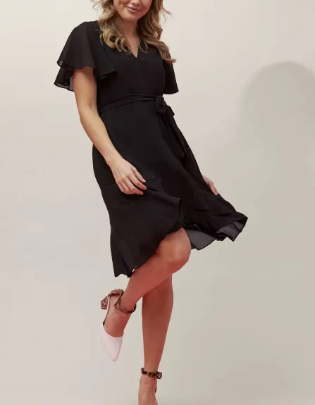 Annick - Corrine Crossover Dress Waist Tie Black