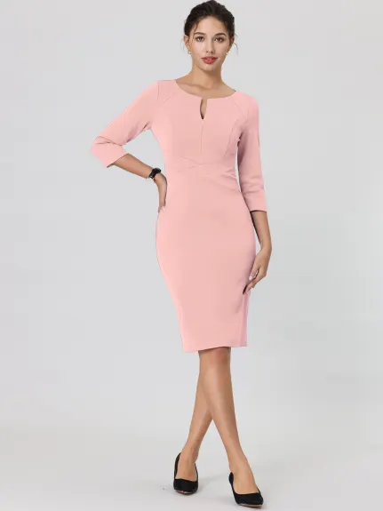 Hobemty- Zipper Neck Pencil Sheath Dress