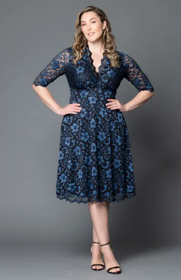 Kiyonna Mon Cherie Floral Lace Cocktail Dress (Plus Size)